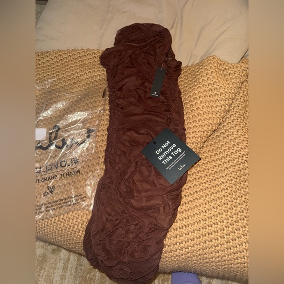 Lulus Sunama Brown Mesh Ruched Bodycon Midi Dress - Picture 8 of 9